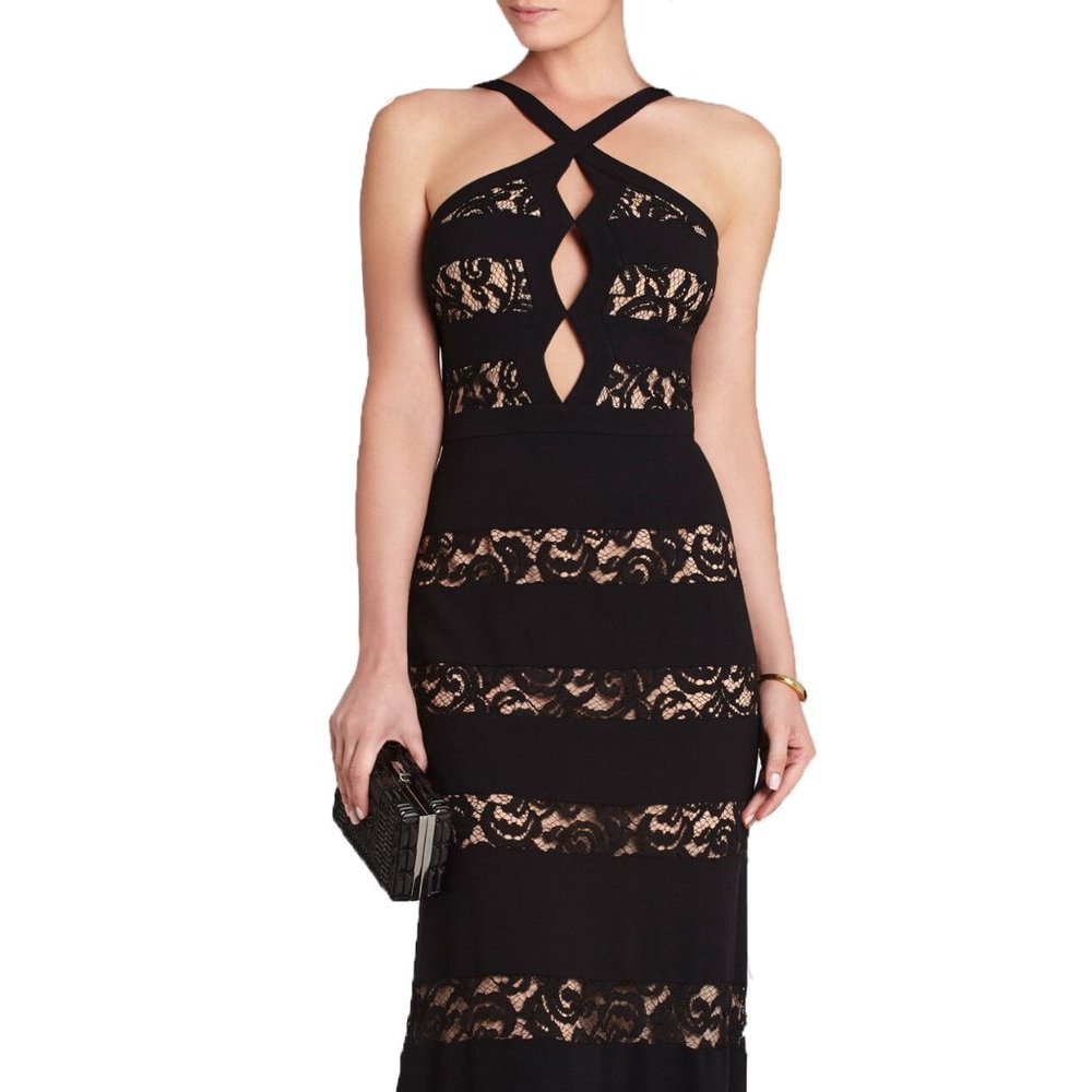 Katrina Halter-Neck Cutout Gown by BCBGMaxAzria
